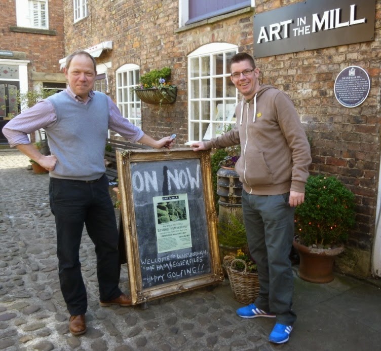 Andy Grinter from Art in the Mill is a local businessman and minigolf enthusiast. Ahead of our arrival in town he'd chalked up a message for us on our visit to Knaresborough