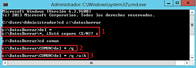 Pantallazos.es: Windows CMD: Eliminar archivos, carpetas y árboles de ...