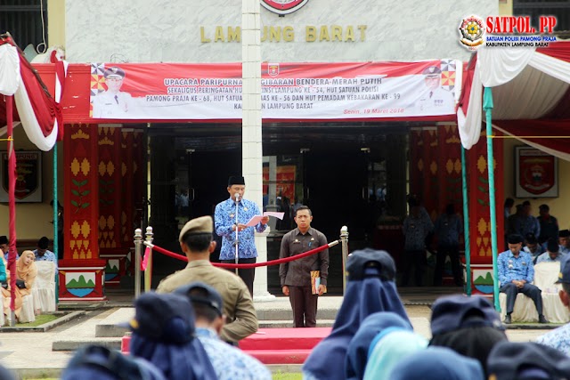 Upacara Peringatan HUT Provinsi Lampung ke-54, HUT Satpol PP Ke-68, HUT Satlinmas ke-56, Hari Bhakti Rimbawan dan HUT Pemadam Kebakaran Nasional ke-99 Tahun 2018