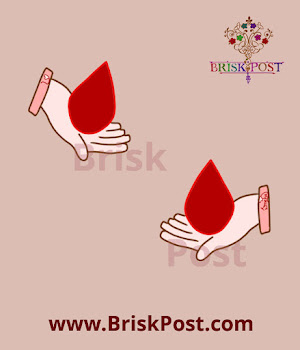 National Blood Donation Day Illustration of two hands of blood donor and blood reciever with blood drops