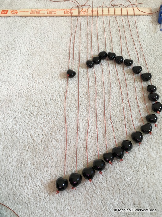 Heart wall decor with strings and lei beads Techie's DIY Adventures