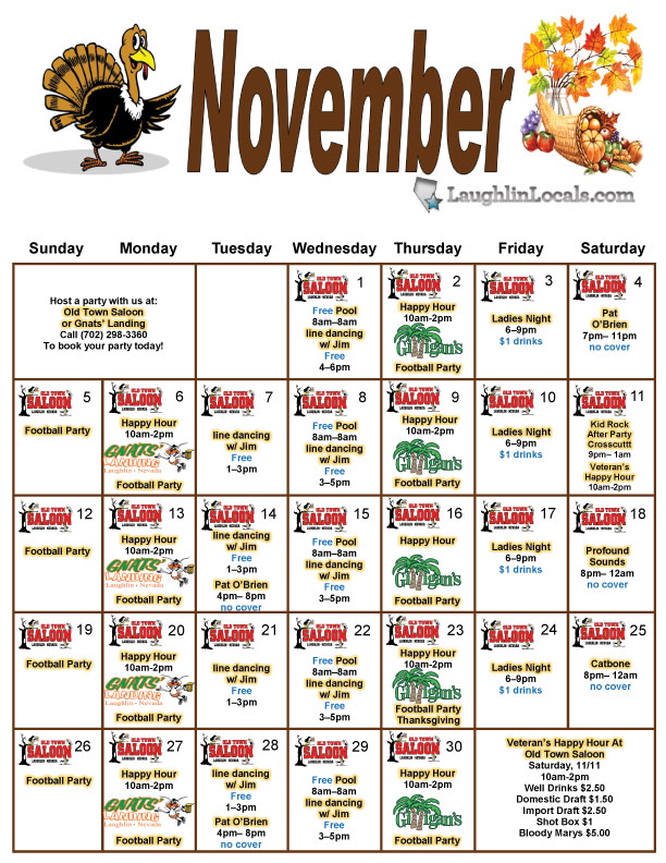 Laughlin Buzz November Events at Old Town Saloon in Laughlin