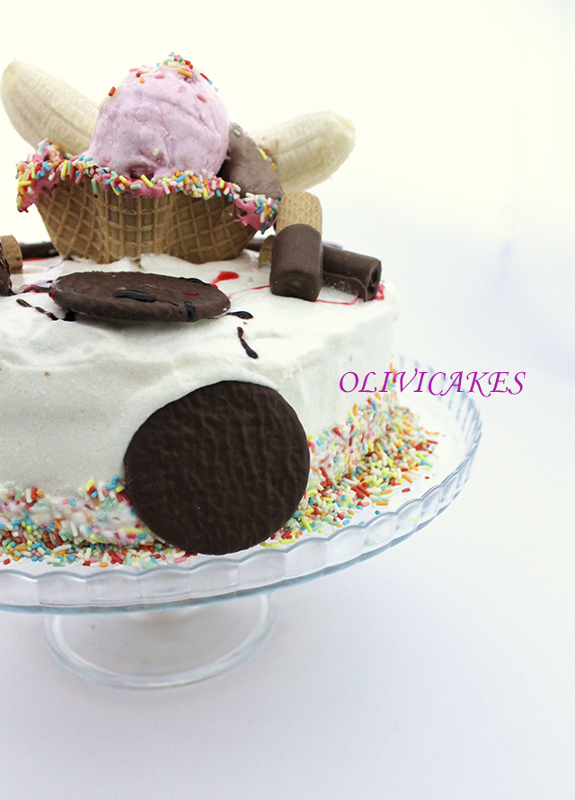 Tarta helada de banana split sin gluten