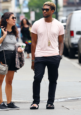 Ushers steps out in NYC wearing a Fendi slippers worth a whopping $1,450