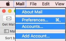 Mail Preferences Menu