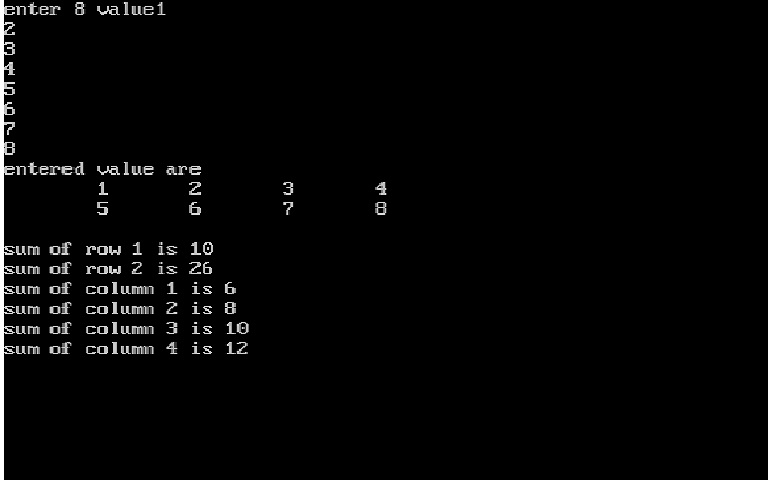 C programming : sum of row and column in 2d array