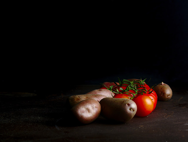 "Tatín" de patacas e tomate