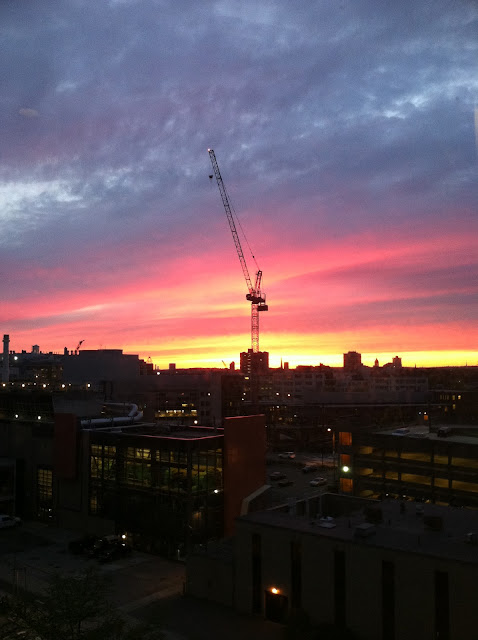 Photo of sunset, taken from Bldg 36, 6th floor