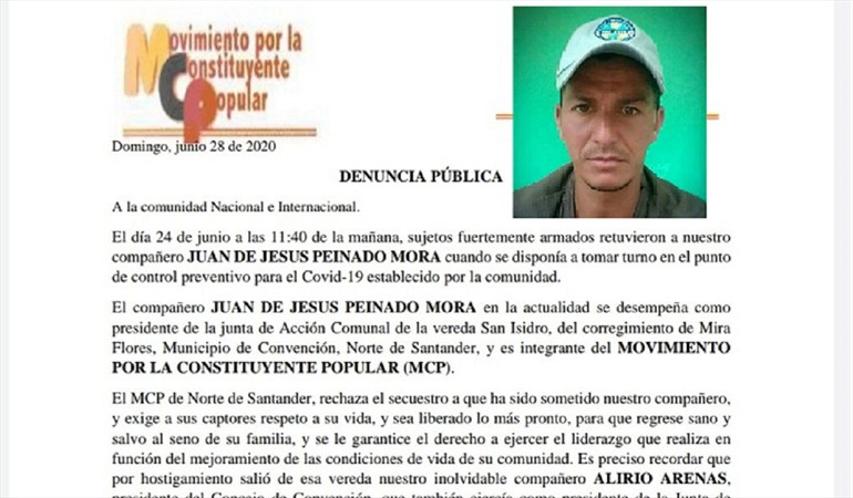 La ONU alerta por desaparición de líder comunal en el Catatumbo La ONU alerta por desaparición de líder comunal en el Catatumbo