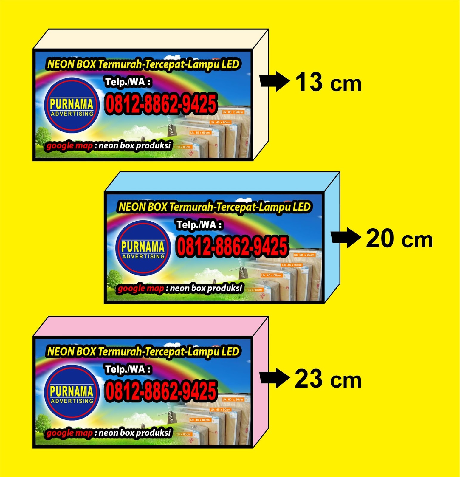 Ukuran Neon Box Standar