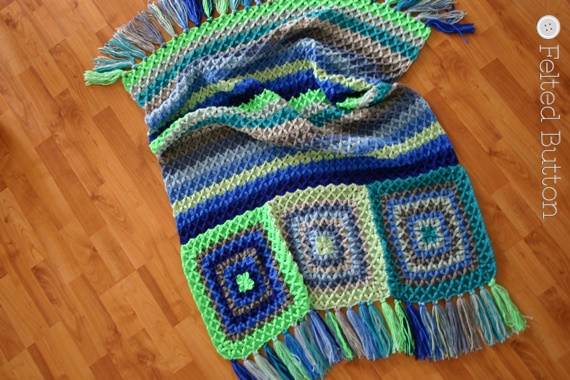 Parrotlet's Flight Blanket crochet pattern by Susan Carlso of Felted Button