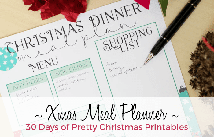 Free Christmas Meal Planning Template from Carrie Elle. 30 Days of Pretty Christmas Printables, Hosted by GradeONEderfulDesigns.com