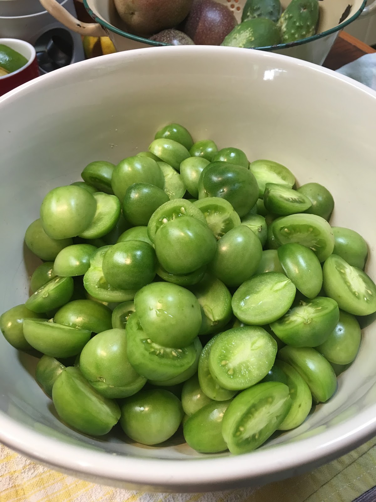 PICKLED GREEN CHERRY TOMATOES
