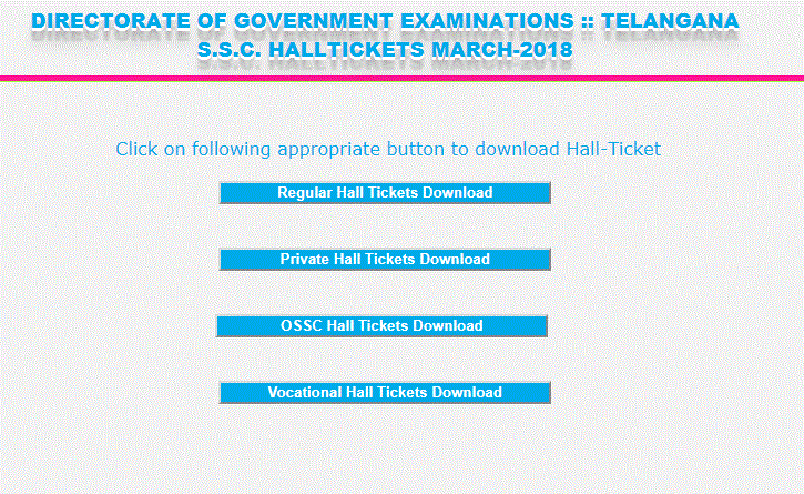 TS SSC Hall Tickets 2018