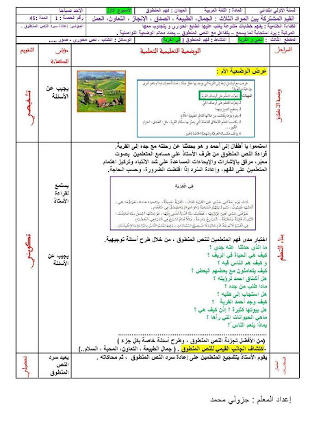 مذكرات المقطع الثالث الأسبوع الأول في اللغة عربية سنة أولي ابتدائي   11