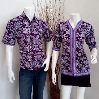 seragam batik blouse mega mendung ungu