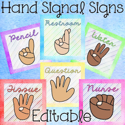 Editable hand signal signs for any classroom 