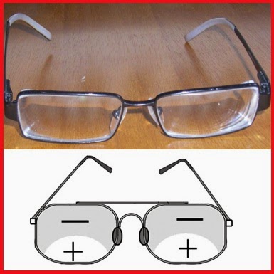 kacamata bifokal (lensa rangkap) untuk menanggulangi presbiopi (mata tua)