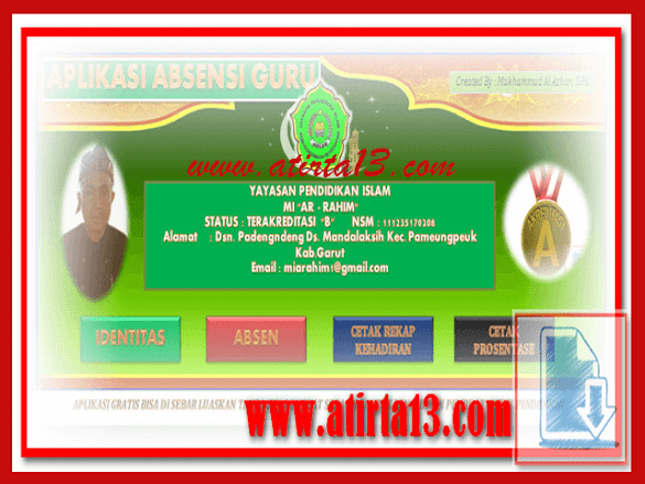 Aplikasi Ketidakhadiran Guru Madrasah Ibtidaiyah (Mi) Format Excel