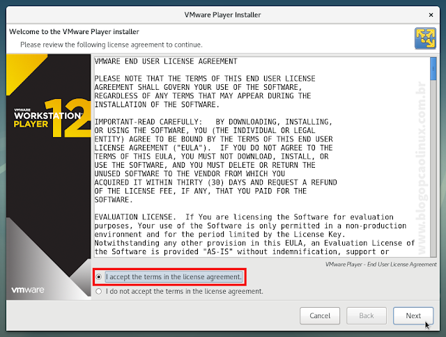 Contrato de Licença do VMware Workstation Player