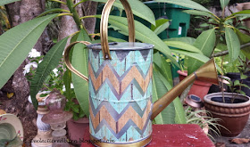 Eclectic Red Barn: Watering Can Mod Podge with of chevron paper