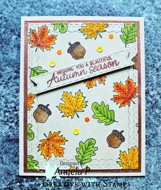 Sunny Studio Stamps: Beautiful Autumn Autumn Themed Customer Card by Angela Pahl