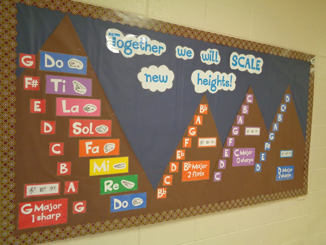 Together we will SCALE new heights bulletin board elementary orchestra and music