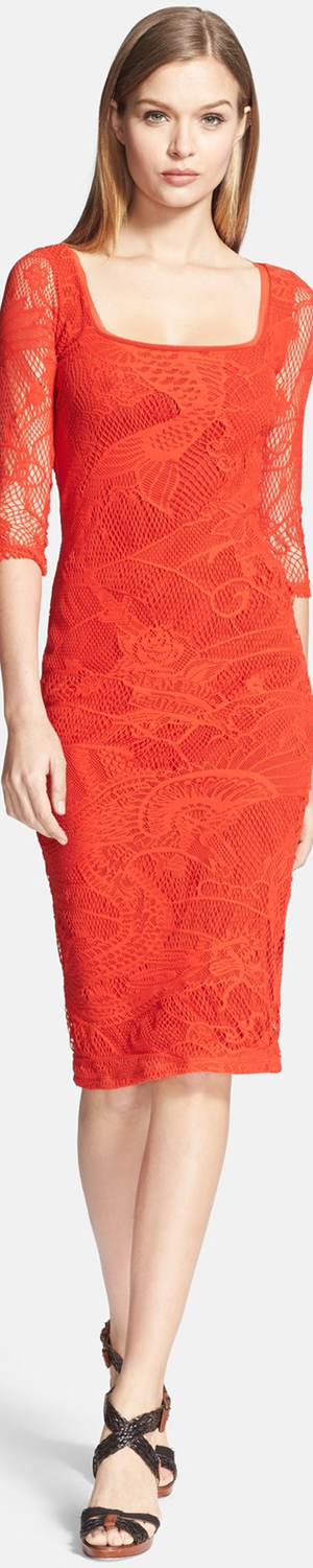 Jean Paul Gaultier Tattoo Lace Fitted Dress