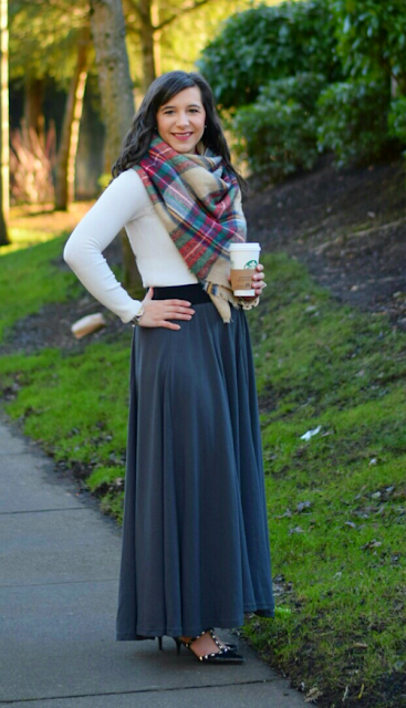 Maxi skirt for winter with Blanket Scarf