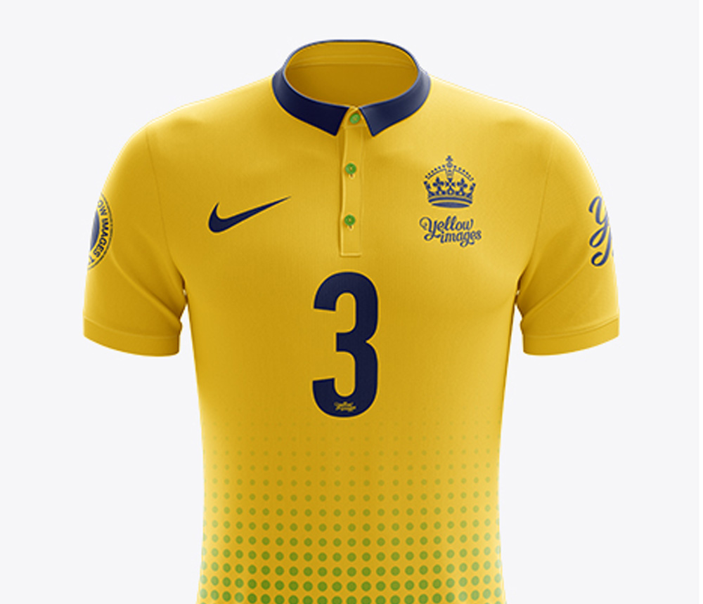 Yellowimages Men S Soccer Polo Shirt Mockup Front View U S14 99 Oft Only Football Templates