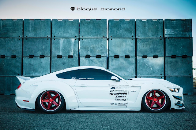 2015 Ford Mustang GT with 20 Inch BD-21’s in Brushed Red - Blaque Diamond Wheels