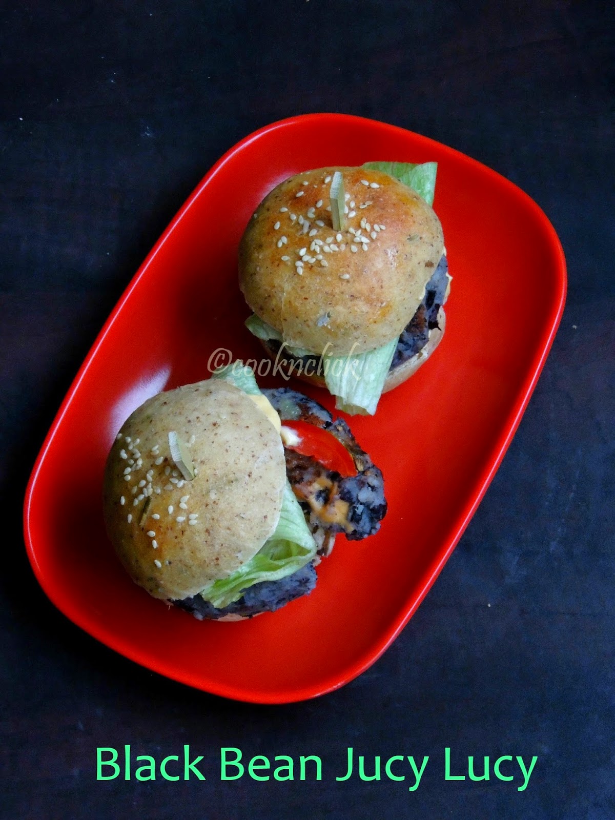  Black bean Jucy Lucy Sandwich