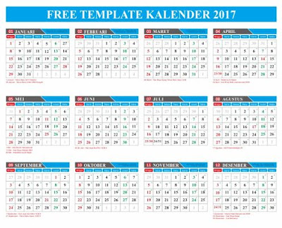 Free Download Template Kalender 2017 Lengkap Hijriyah Jawa dan Editable