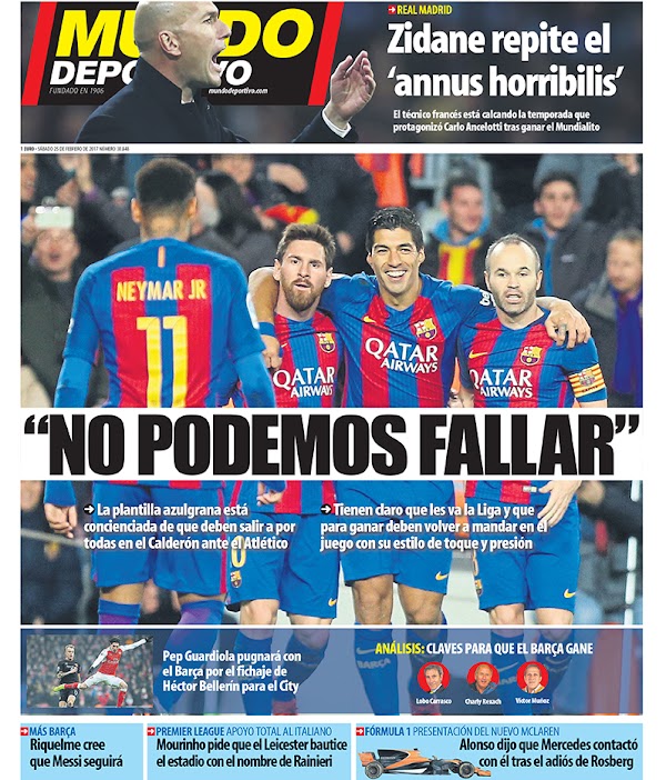 FC Barcelona, Mundo Deportivo: "No podemos fallar"