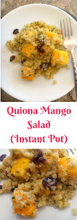 Quinoa Mango Salad: This salad is filled with healthy goodness such as quinoa, mangoes and cranberries and doused with a light white wine vinaigrette that brings it all together. - Slice of Southern