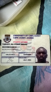 UCC id card of Baffour Awuah Tabury former student needs help Adisadel College old boy