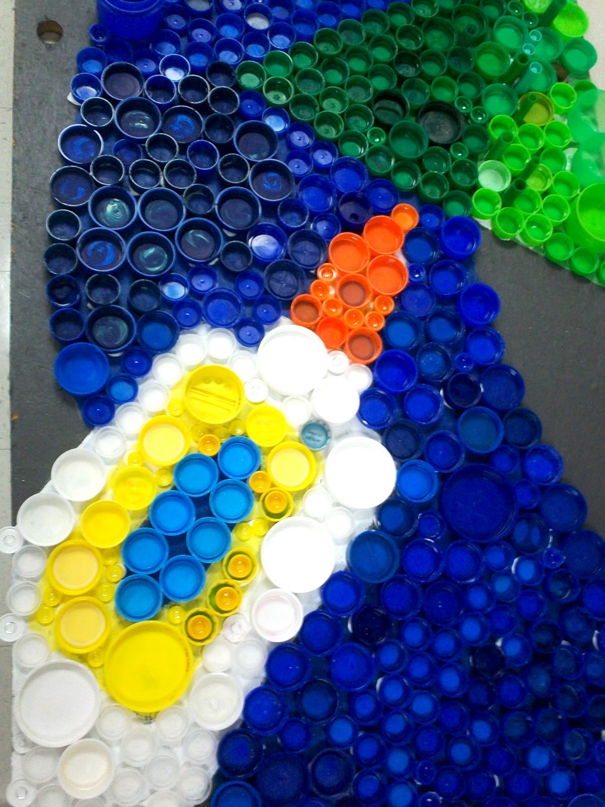 Art With Mr. E Bottle Cap Mural In Progress