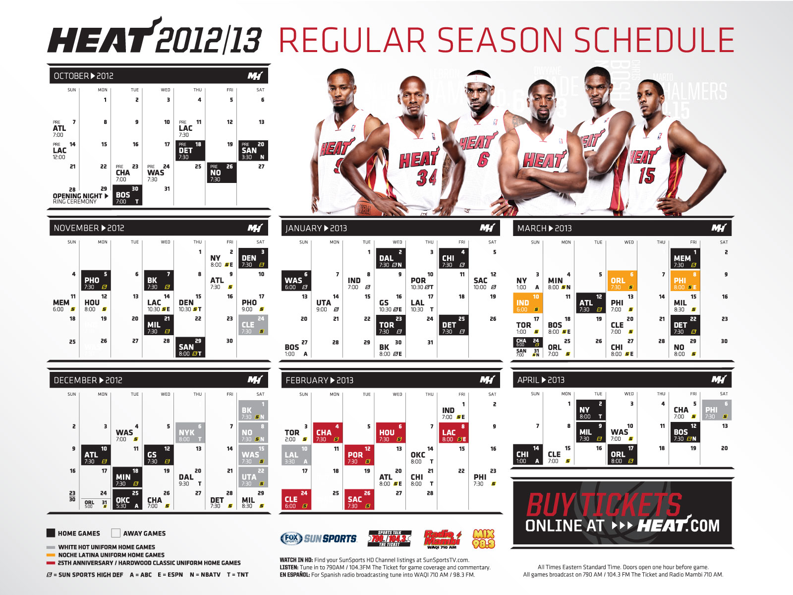 NWK to MIA: MIAMI HEAT 2012/13 Season Schedule Wallpaper Download
