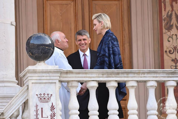 Princess Charlene of Monaco attended the celebrations of Corpus Christi from the Gallery of Hercules