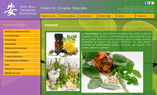 página web de San Bao Terapias Holísticas (Centro de Terapias Naturales en Madrid Centro)