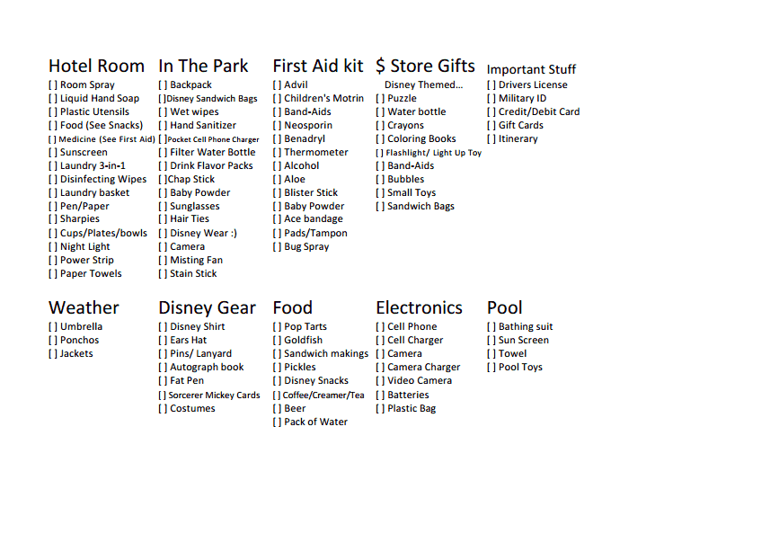 Army Girlfriend Deployment Survival Round One Disney Packing List