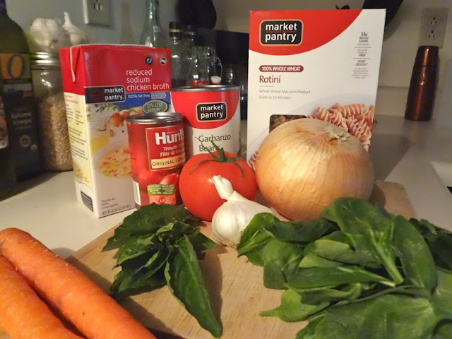 ingredients for veggie and chickpea soup