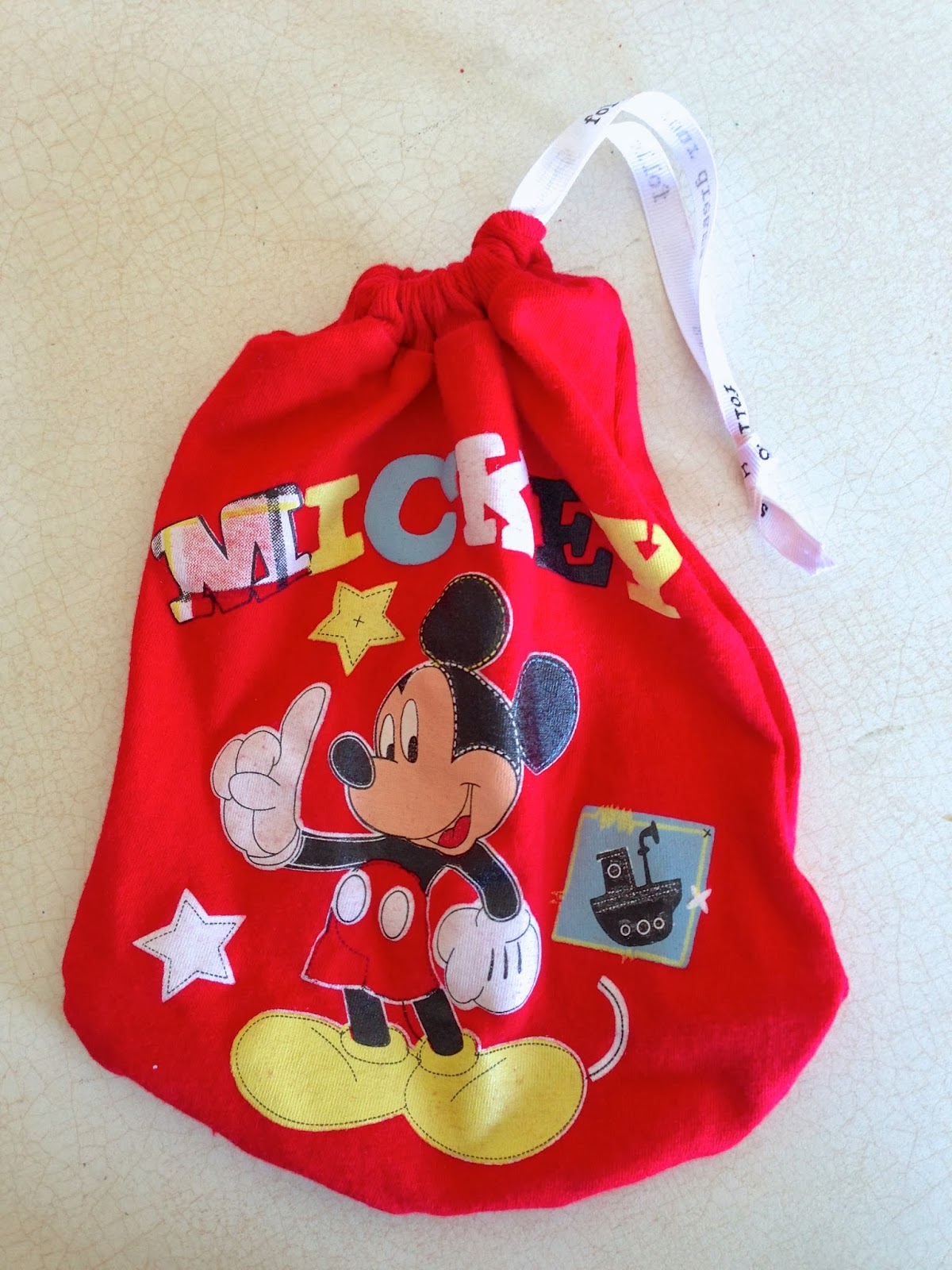 Upcycled DIY Disney T-shirt Trinket Bag by Merryweather's Cottage