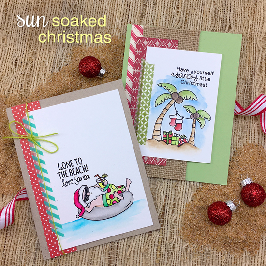 Beach Christmas Cards by Jennifer Jackson | Tropical Christmas Stamp set by Newton's Nook Designs #newtonsnook