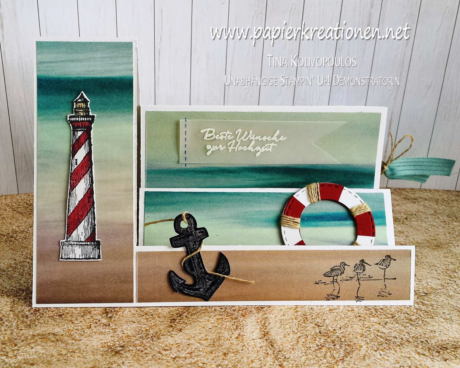 Papierkreationen Net Stair Step Karte Ein Leuchtturm Zur Hochzeit