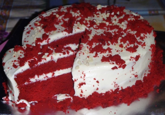 D'sha Cupcakes: Red velvet kek cubaan pertama