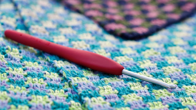 Trio Blanket (free crochet pattern by Felted Button coming soon) made with Scheepjes Whirl