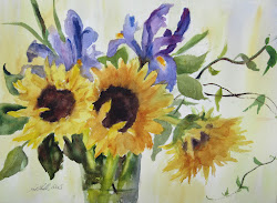 watercolor flowers sunflowers painting paintings irises sunflower flower water fiorello pat easy floral florals elevates patfiorello colour roses june