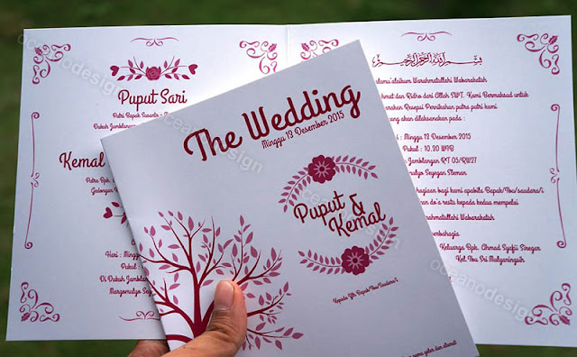 desain dan cetak undangan satu warna puput dan kemal