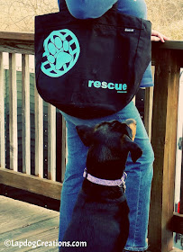 Penny & I will be traveling in style with our RESCUE tote bag from #PawZaar - Global Style for Pet Lovers! #rescueddogs #adoptdontshop #animalwelfare #rescue #LapdogCreations ©Lapdog Creations
